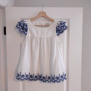 Madewell White Embroidered Story Top H9060 Size 6